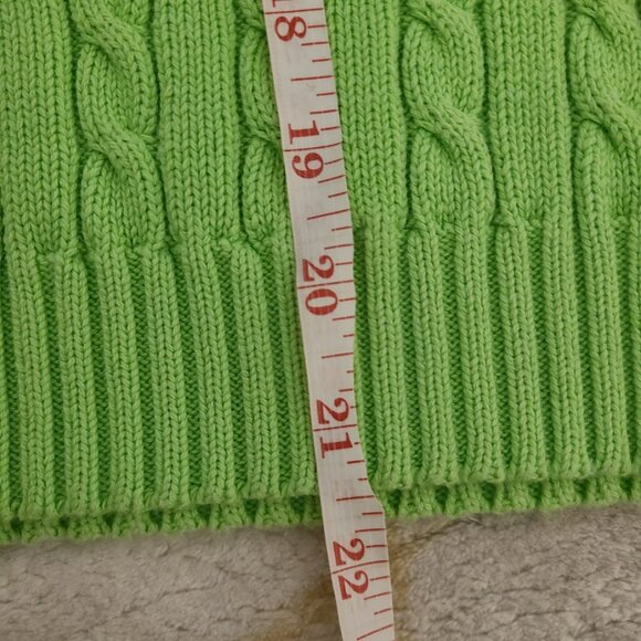 Ralph Lauren Lime Green Cable Knit Sweater Women’s M Bright Preppy Y2K Classic - Picture 5 of 6